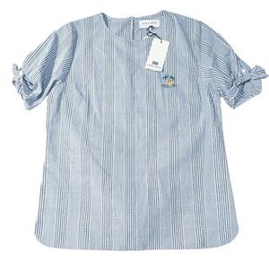 Maison Paris Labiche Plaid Blue Aloha Dragonfly Top/Blouse XS $125